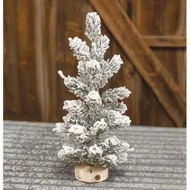 Lg Flocked Tree with Stump - The Fox Decor
